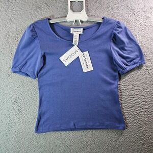 NWT‎ For The Republic Top Women XS Short Sleeve Cotton Blend Purple